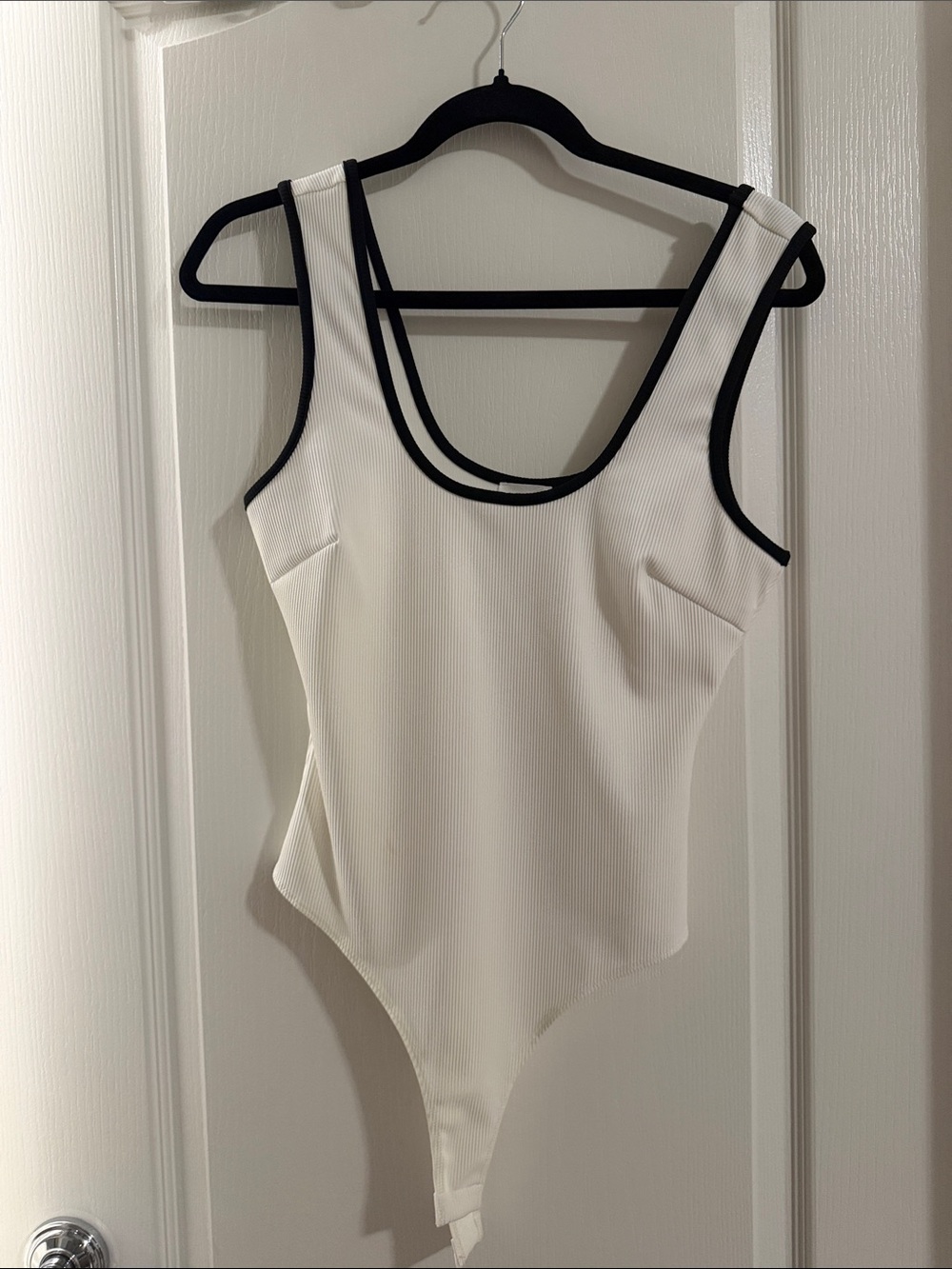 Le Lis White Ribbed Tank with Black Trim